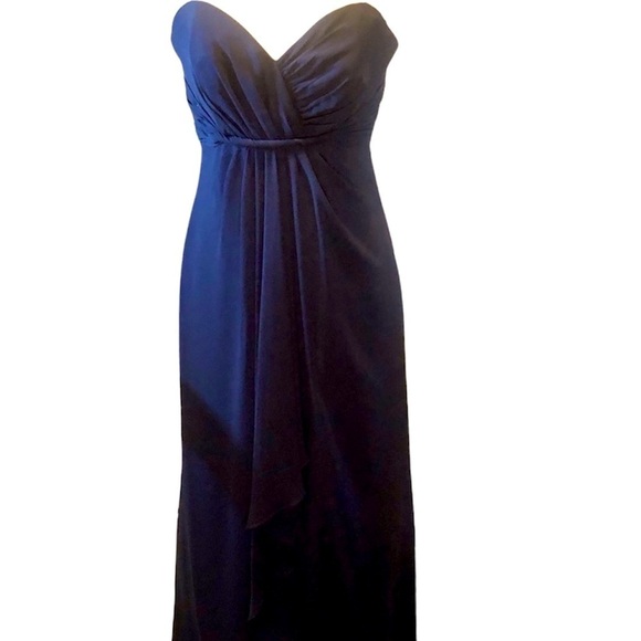Alfred Angelo Dress Navy Blue Floor Length Chiffon Formal Prom Bridesmaid sz 10 - Picture 1 of 17